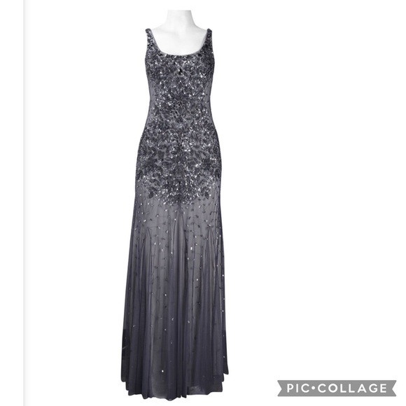Adrianna Papell sleeveless beaded mesh tank gown - Picture 7 of 10
